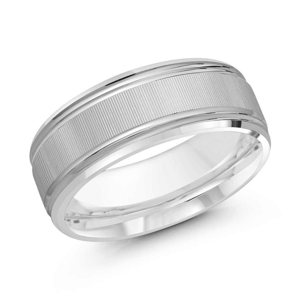 White Gold Men's Ring Size 8mm (LUX-167-8W)