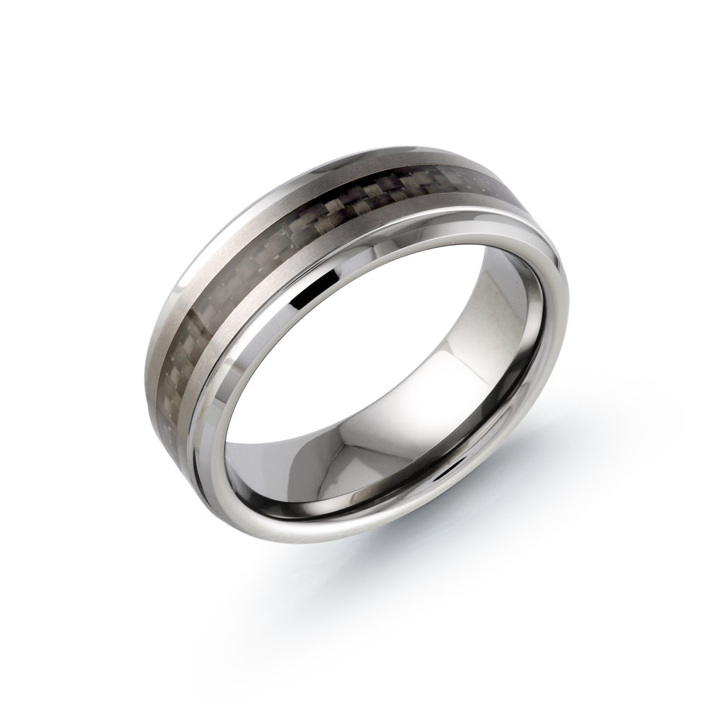 White/Black Tungsten Men's Ring Size 8mm (TG-016)