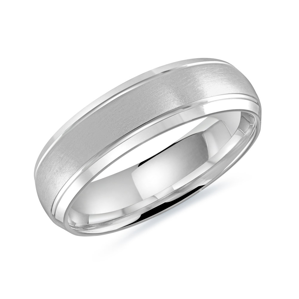 White Gold Men's Ring Size 6mm (LUX-014-6W)