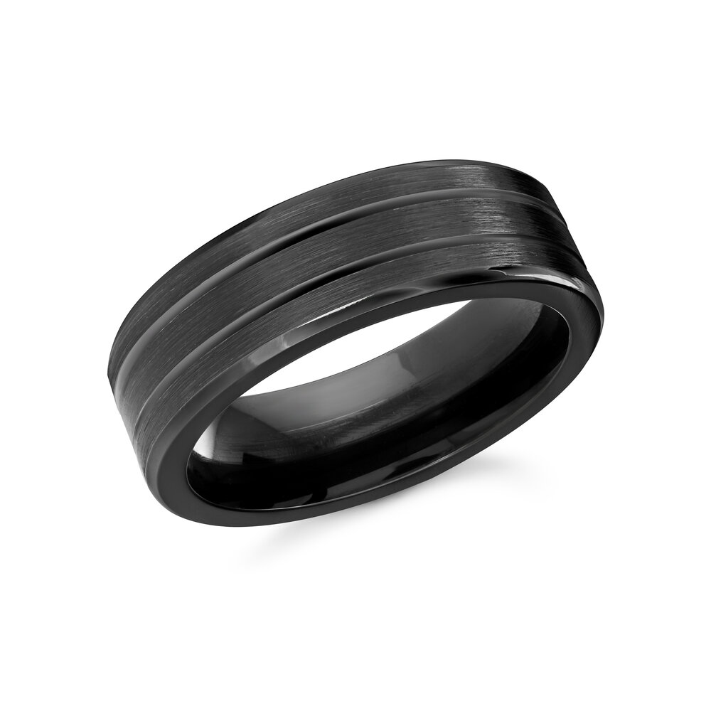 White/Black Cobalt Men's Ring Size 7mm (CB-028B)