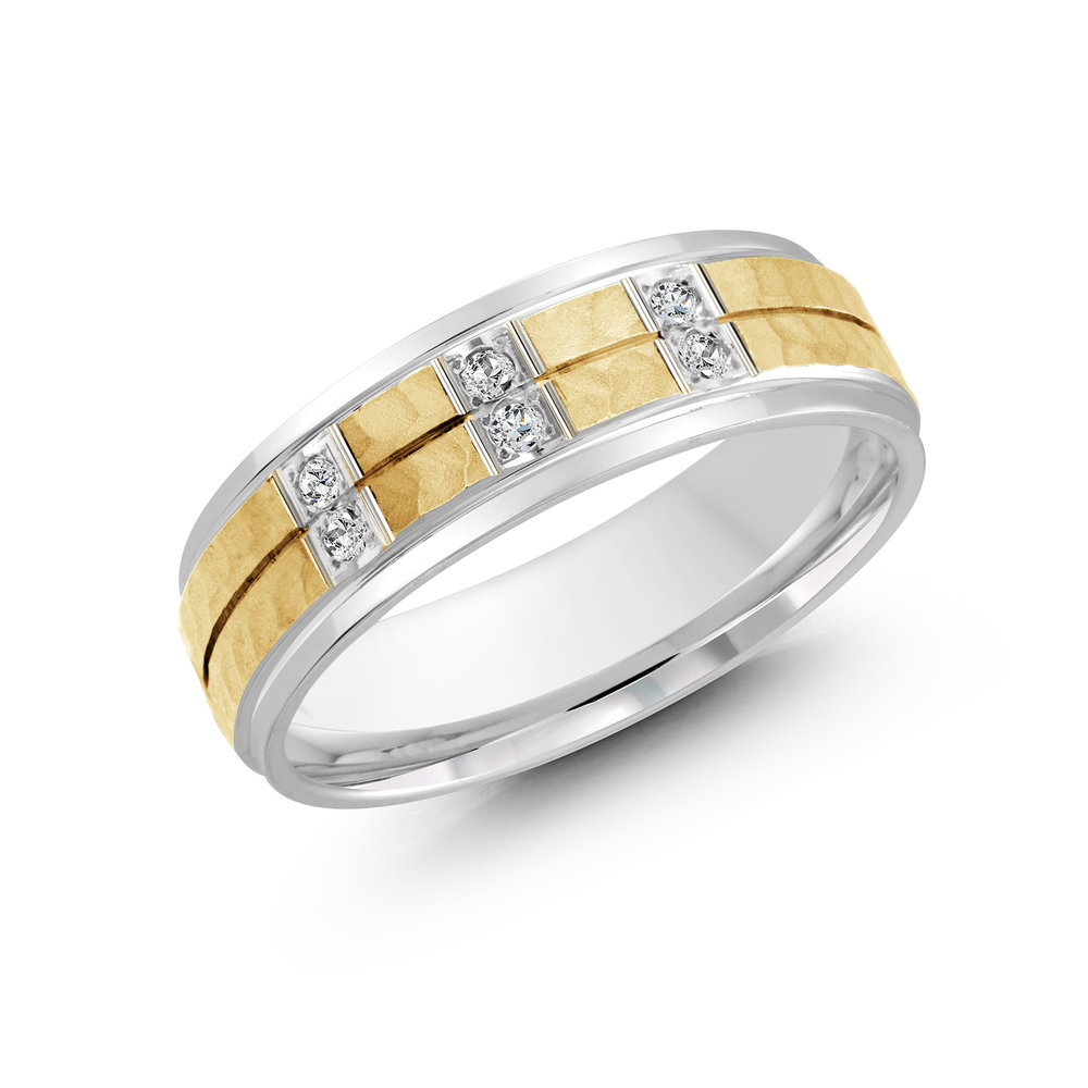 White/Yellow Gold Men's Ring Size 7mm (JMD-815-7WY9)