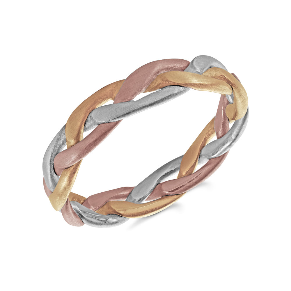 Tri-Color Gold Men's Ring Size 4mm (MRD-129-5T)