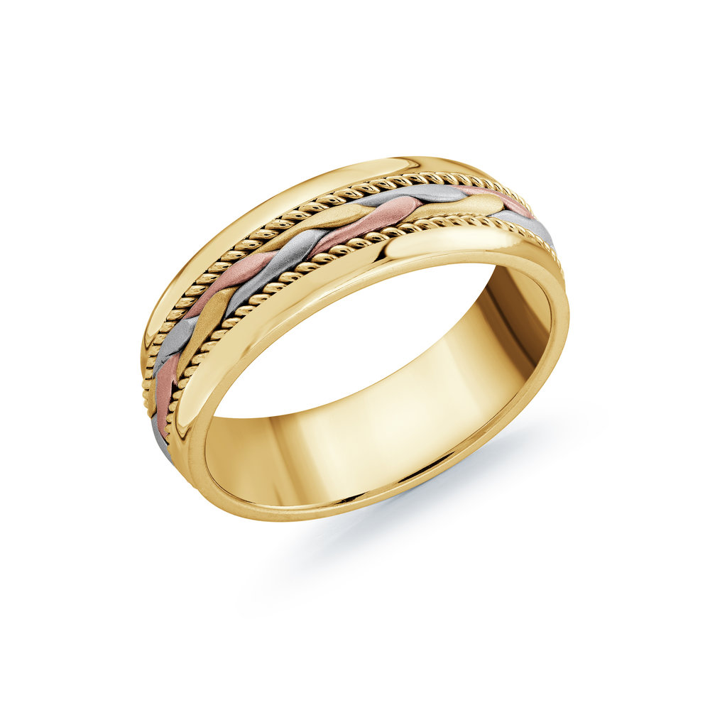 Tri-Color Gold Men's Ring Size 7mm (MRD-061-7YYT)