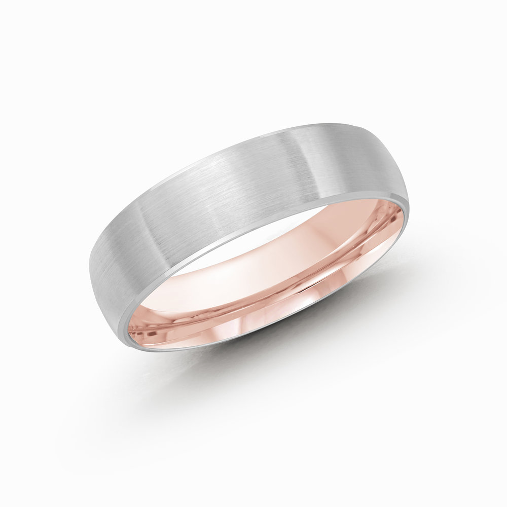 White/Pink Gold Men's Ring Size 6mm (LUX-249-6WZP)