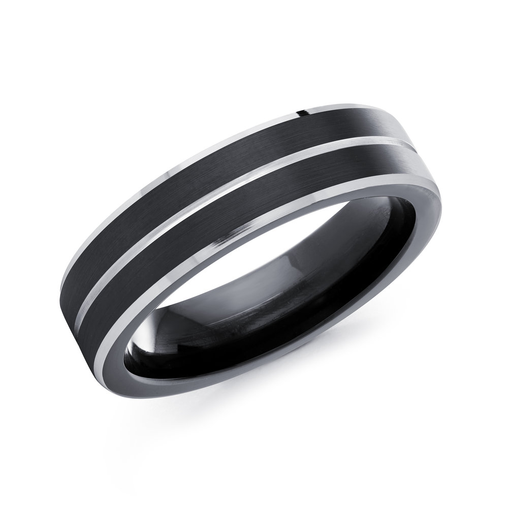 Black/White Cobalt Men's Ring Size 6mm (CB-504)