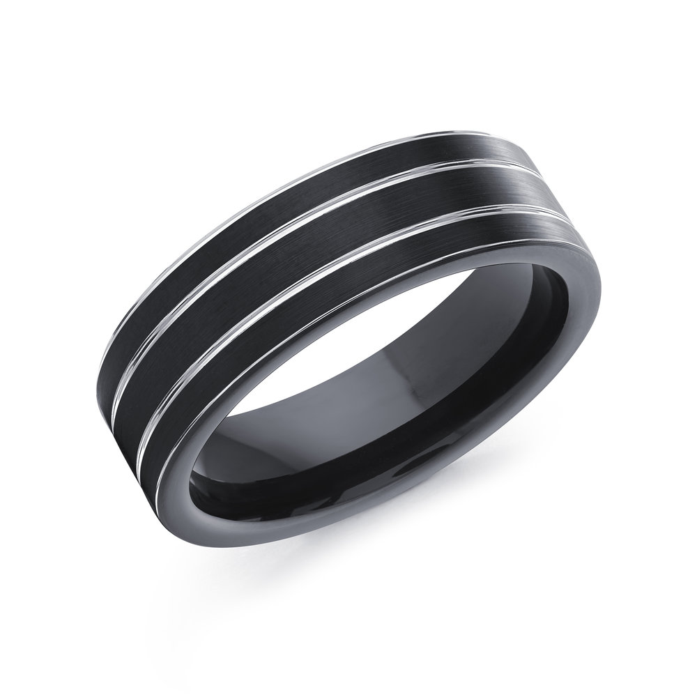 Black/White Cobalt Men's Ring Size 7mm (CB-505)