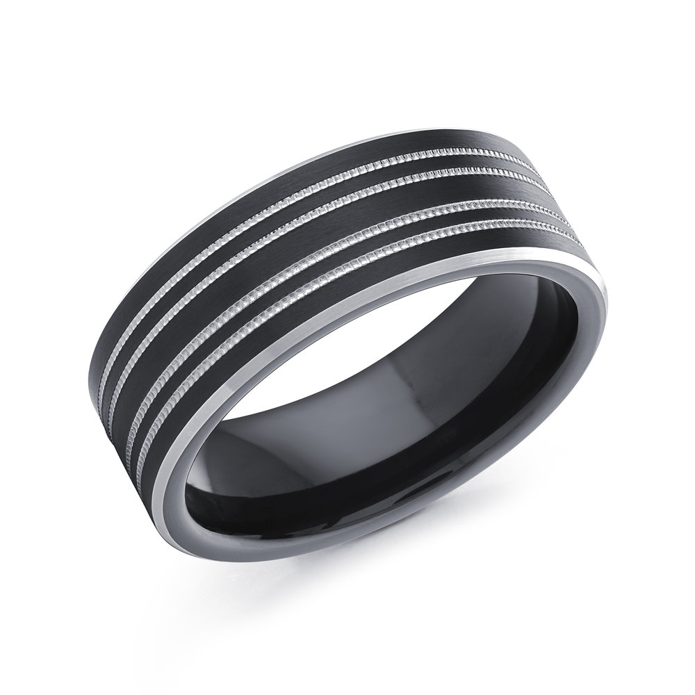 Black/White Cobalt Men's Ring Size 8mm (CB-506)