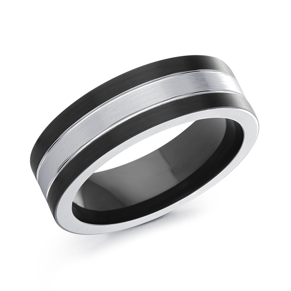 Black/White Cobalt Men's Ring Size 7mm (CB-508)