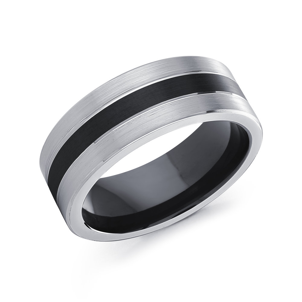 White/Black Cobalt Men's Ring Size 8mm (CB-509)