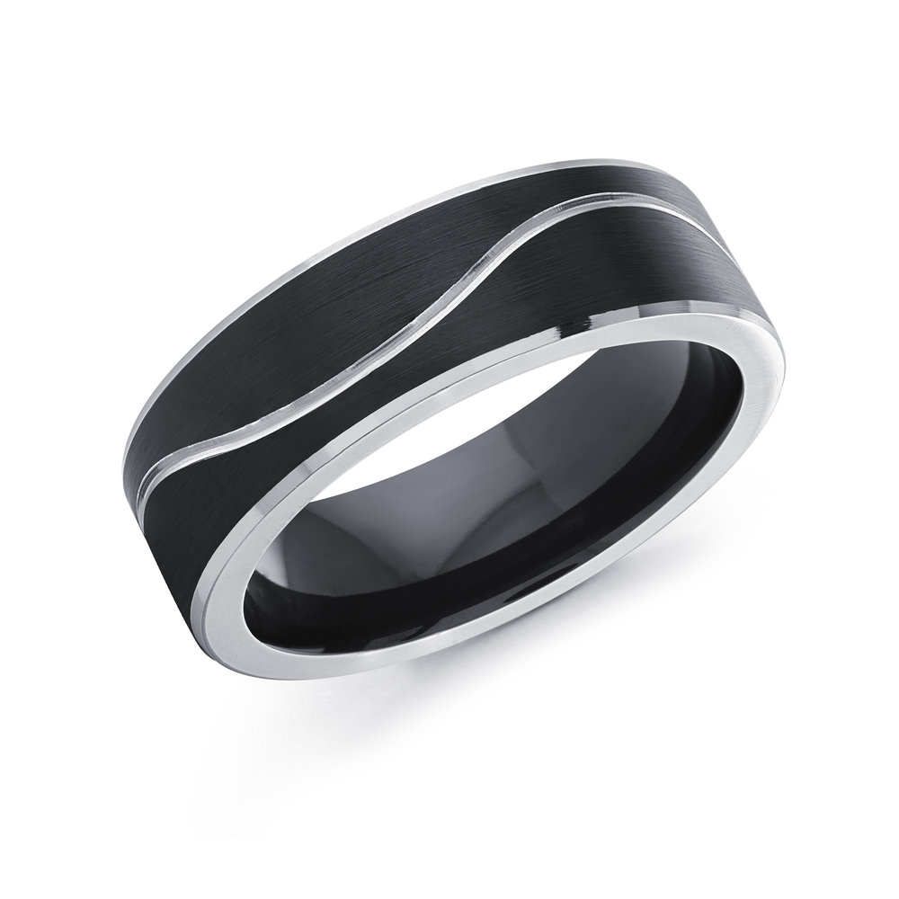 Black/White Cobalt Men's Ring Size 7mm (CB-510)
