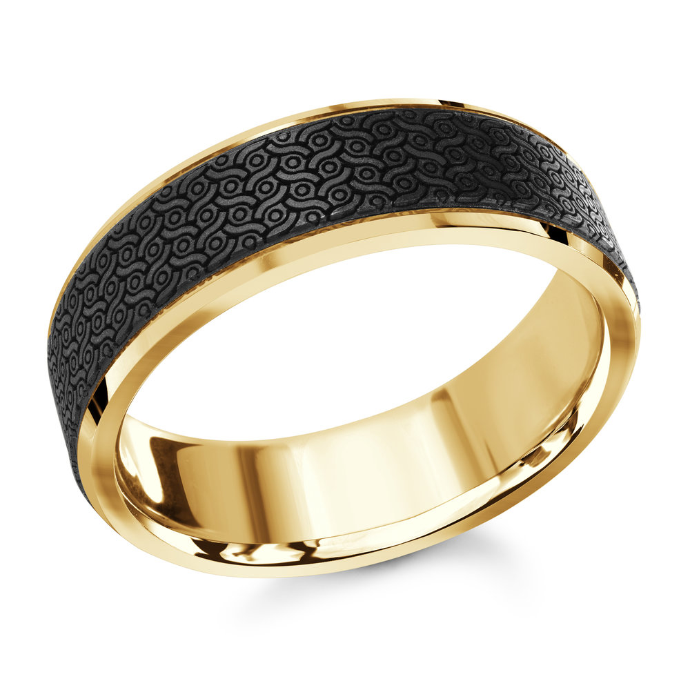 Yellow Gold Men's Ring Size 7mm (MRDA-041-7Y)